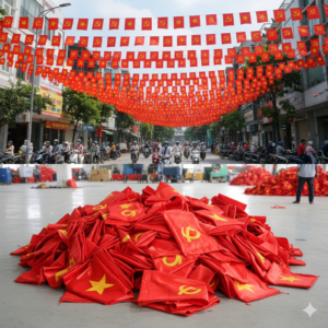 cờ dây sao Đảng và cờ tổ quốc